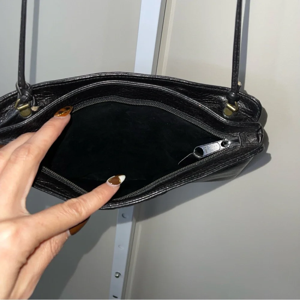 Vintage Charles Klein Black Leather Shoulder Bag — Made in Italy